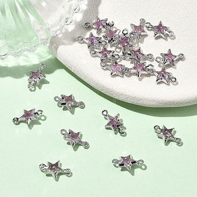 SHEGRACE Brass Pave Cubic Zirconia Star Connector Charms XGRQ2O212-441B-P-1