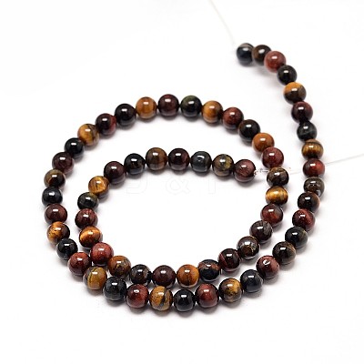 Natural Mixed Tiger Eye Round Bead Strands G-P072-35-10mm-1