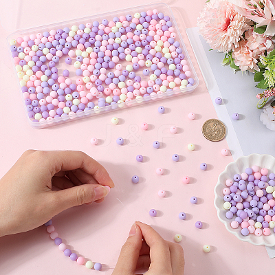 500Pcs Rubberized Style Imitated Silicone Acrylic Beads OACR-SP0001-33B-1
