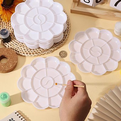 10Pcs Flower Plastic Artist Painting Palette AJEW-GL0003-39-1