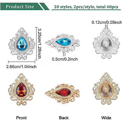 40Pcs 20 Style Zinc Alloy Cabochons FIND-BC0003-18-1