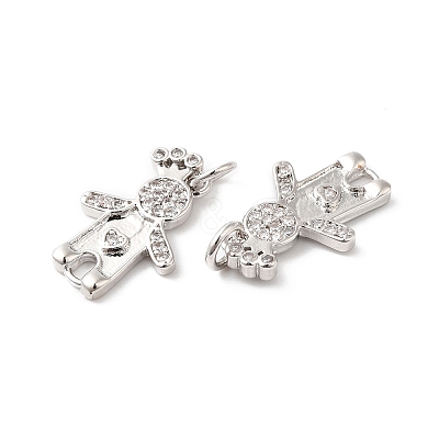 Rack Plating Brass Micro Pave Cubic Zirconia European Dangle Charms KK-D075-01P-1