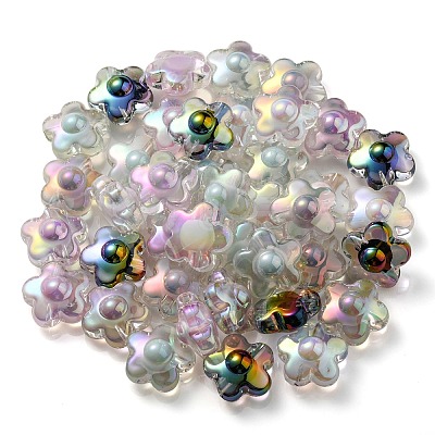 UV Plating Rainbow Iridescent Transparent Acrylic Beads OACR-C007-03-1