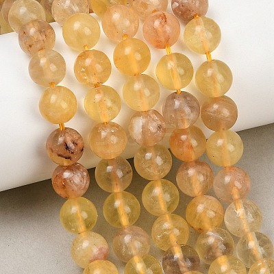 Natural Yellow Fluorite Beads Strands G-K340-A03-02A-1