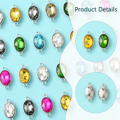 28Pcs 7 Colors Alloy Glass Links/Connectors GLAA-FS0001-93-1