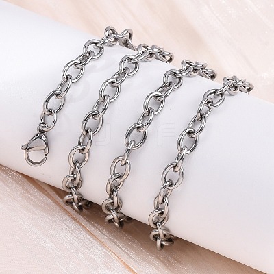 201 Stainless Steel Cable Chain Necklaces NJEW-Q013-12A-P-1