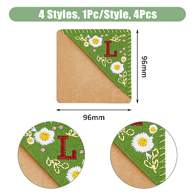 4Pcs 4 Style Felt Embroidery Bookmarks FIND-HY0003-46L-1