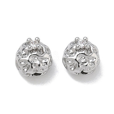 Brass Micro Pave Clear Cubic Zirconia Beads CU-CBA91C0-06P-1