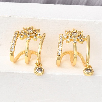 Brass Micro Pave Clear Cubic Zirconia Cuff Earrings EJEW-K309-07G-1