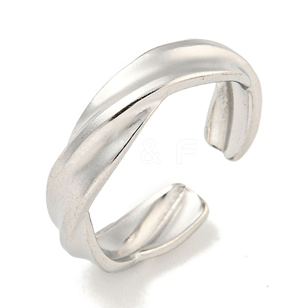 Non-Tarnish Twist 304 Stainless Steel Open Cuff Finger Rings for Unisex RJEW-P114-07P-1