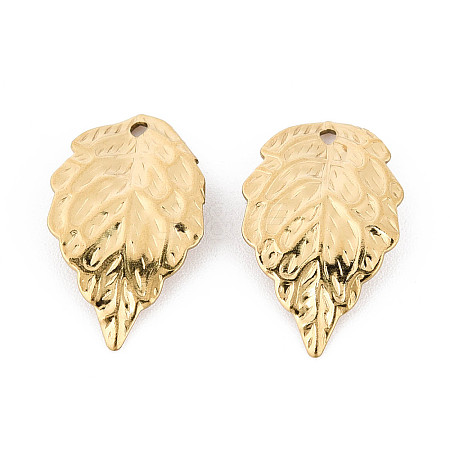 304 Stainless Steel Leaf Pendants STAS-T072-45G-1