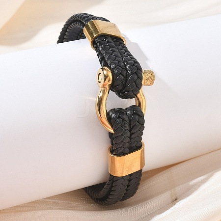 Braided Microfiber Leather Cord Double Bracelets BJEW-C153-01C-1