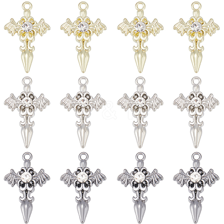 24Pcs 3 Colors Alloy with Rhinestone Pendants FIND-SP0001-91-1