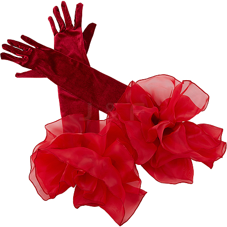 Velvet Long Finger Gloves AJEW-WH20067-005A-1