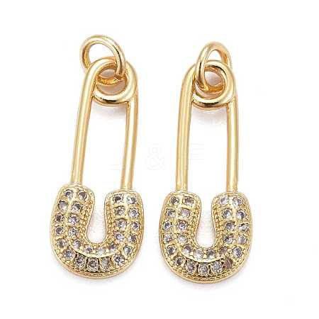 Brass Micro Pave Clear Cubic Zirconia Pendants ZIRC-Z010-15G-1