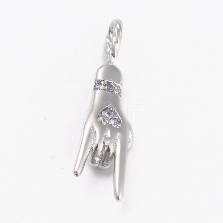 Brass Cubic Zirconia Pendants KK-B030-15A-P-1