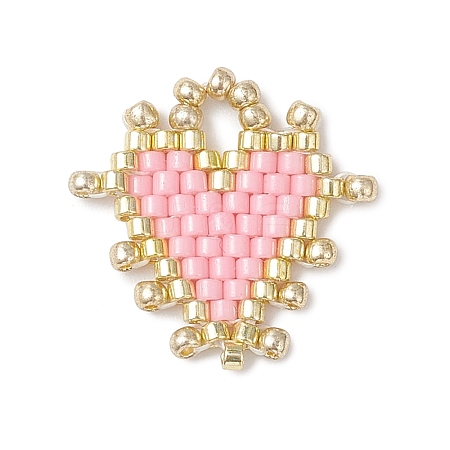 Handmade MIYUKI Glass Seed Beaded Heart Pendants PALLOY-MZ01067-03-1