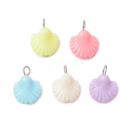 Shell Shape Plastic Pendants PALLOY-JF03734-1