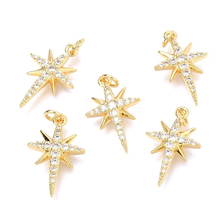 Brass Micro Pave Clear Cubic Zirconia Pendants X-ZIRC-O036-38G-1