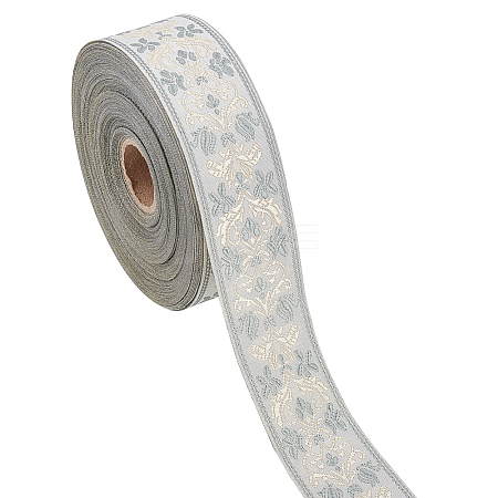 Polyester Jacquard Flower Ribbon for Clothing Accessories OCOR-WH0090-73B-1