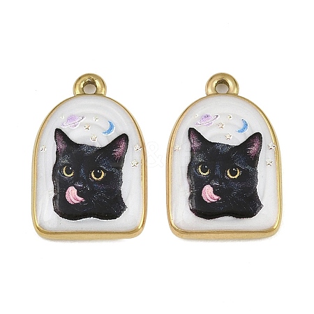Printed 304 Stainless Steel Enamel Pendants SA-CBA1ED9-16G-03-1