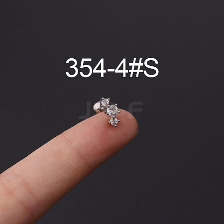 316L Stainless Steel Micro Pave Cubic Zirconia Cartilage Earrings WG094CA-04-1