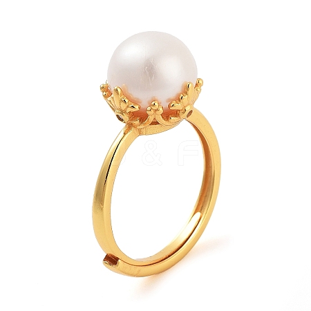 Round Natural Pearl Finger Rings STER-Z009-05G-1