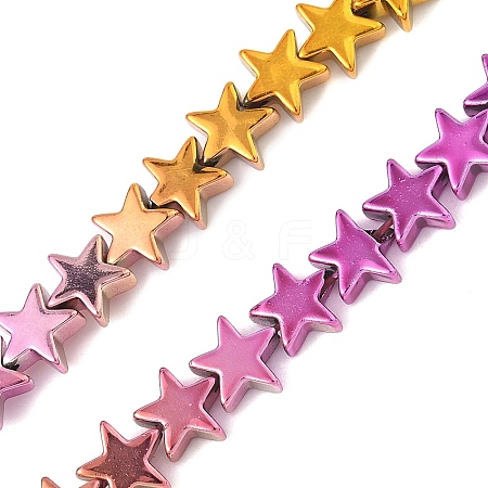 Gradient Color Electroplated Synthetic Non-magnetic Hematite Beads Strands G-A263-F01-03-1
