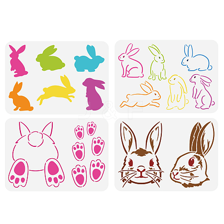 4Pcs 4 Styles PET Hollow Out Drawing Painting Stencils DIY-WH0394-0204-1