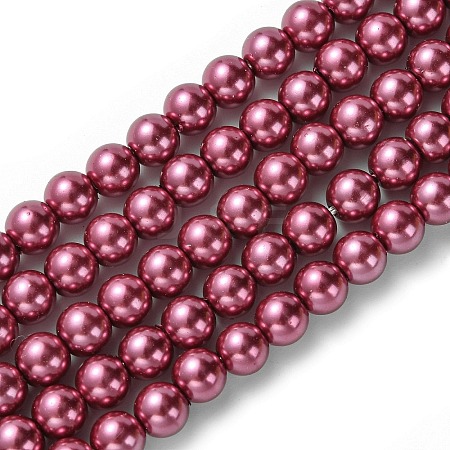 Eco-Friendly Dyed Glass Pearl Beads Strands HY-A008-6mm-RB027-1