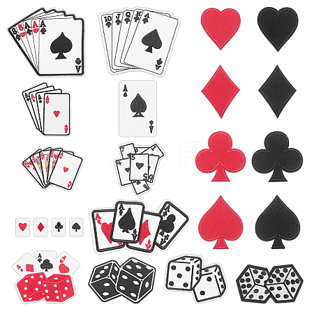 23Pcs Playing Card Theme Cloth Embroidery Applqiues PATC-WR0001-33-1