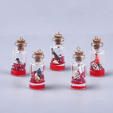 Glass Wishing Bottle Pendant Decorations GLAA-S181-01A-1