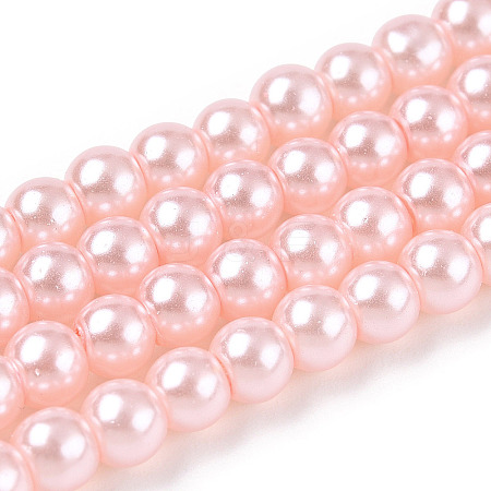 Baking Paint Pearlized Glass Pearl Round Bead Strands HY-Q330-8mm-05-1