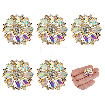 6Pcs Alloy Rhinestone 1-Hole Shank Buttons BUTT-FG0001-42C-1