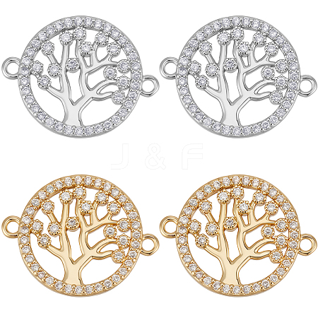 12Pcs 2 Colors Brass Micro Pave Cubic Zirconia Links ZIRC-BBC0003-36-1