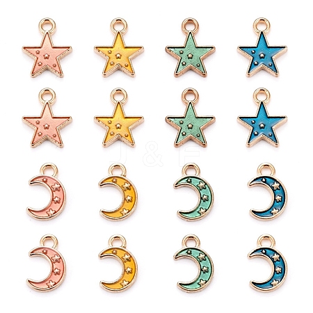 80Pcs 8 Styles Alloy Enamel Charms ENAM-LS0001-25LG-1