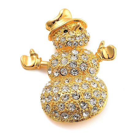 Christmas Theme Alloy Crystal Rhinestone Brooches JEWB-S022-02A-G-1