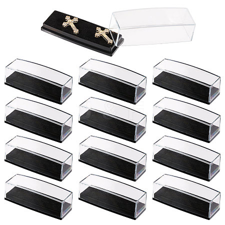Clear Plastic Lapel Pins Storage Boxes with Velvet Inside CON-WH0112-100A-1