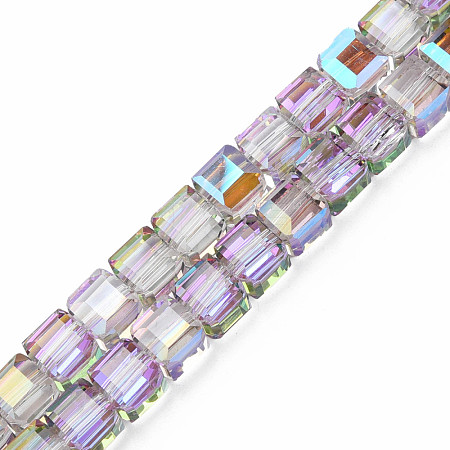 Electroplate Transparent Glass Beads Strands EGLA-N002-28-C05-1