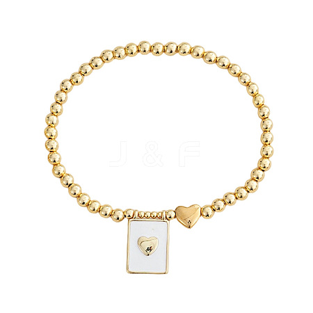 Rectangle with Heart 304 Stainless Steel Charm Bracelets UF8156-4-1