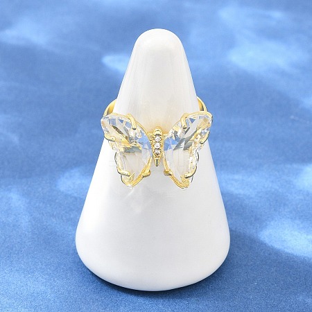 Brass Micro Pave Cubic Zirconia Finger Rings GL-CBA65A8-01G-15-1