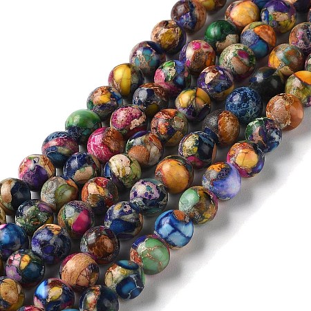Natural Imperial Jasper Beads Strands G-I122-8mm-28-1