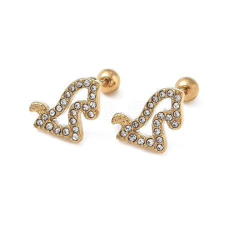 304 Stainless Steel Crystal Rhinestone Animal Cartilage Earrings SA-CBA1F7E-01G-06-1