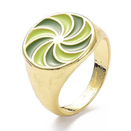 Pinwheel Pattern Alloy Enamel Finger Rings RJEW-Z008-15LG-C-1