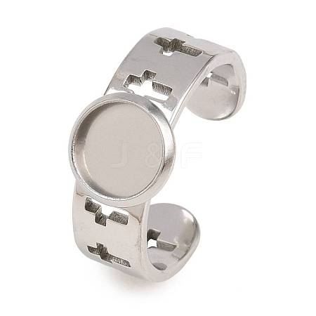 Hollow Cross 304 Stainless Steel Cuff Ring Components SA-CBA098D-02P-A-1