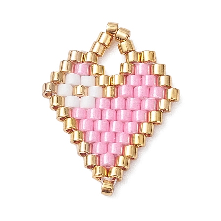 Beaded Heart Charms PALLOY-MZ01147-03-1