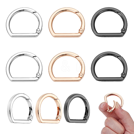 12Pcs 3 Colors Alloy Spring Gate Rings FIND-NB0006-22-1