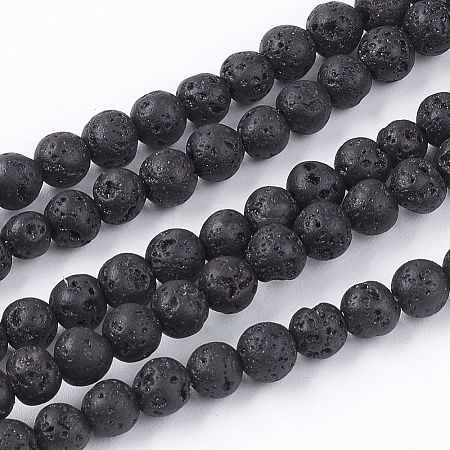 Natural Lava Rock Bead Strands LS-G-R193-18-4mm-1