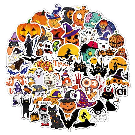 50Pcs Halloween Holographic Vinyl Waterproof Cartoon Stickers DIY-B064-01A-1