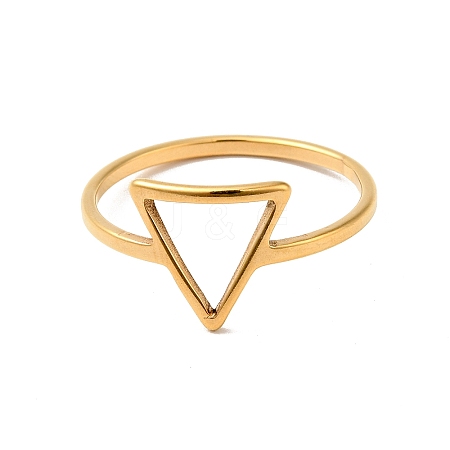 Ion Plating(IP) 201 Stainless Steel Triangle Finger Ring for Women RJEW-G266-05G-1